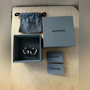 Brand new never worn silver balenciaga hoops